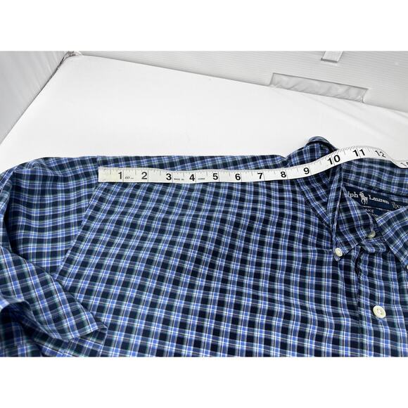 Ralph Lauren Men's Short Sleeve Blue Plaid Blake 100% Cotton Pre-Owned - Picture 7 of 8